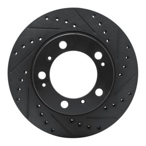 Porsche Boxster Brake Rotor (1) - Rear Right - R1 Concepts - Drilled & Slotted - Black - `97-`04